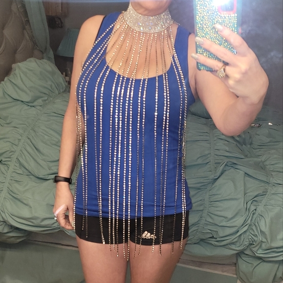 Super Long Hanging Rhinestone Choker NWOT - Picture 4 of 8